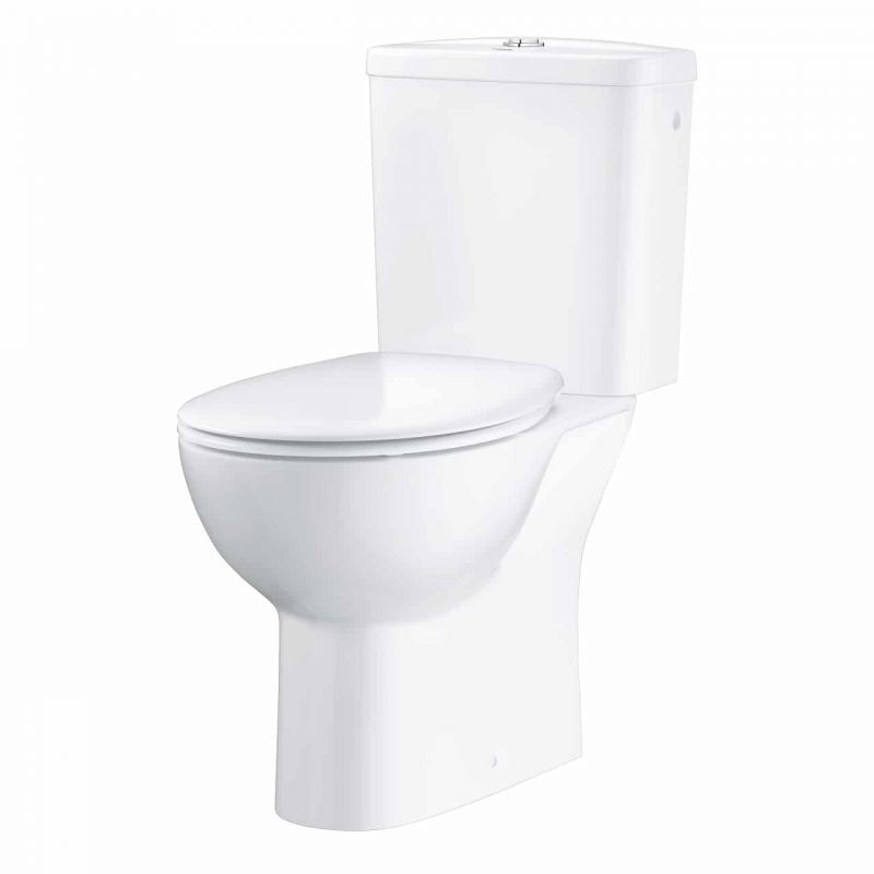 SET VAS WC BAU CERAMIC RIMLESS EVACUARE LATERALA CU REZERVOR ALIMENTARE LATERALA SI CAPAC SOFT-CLOSE, 61.9X36.4